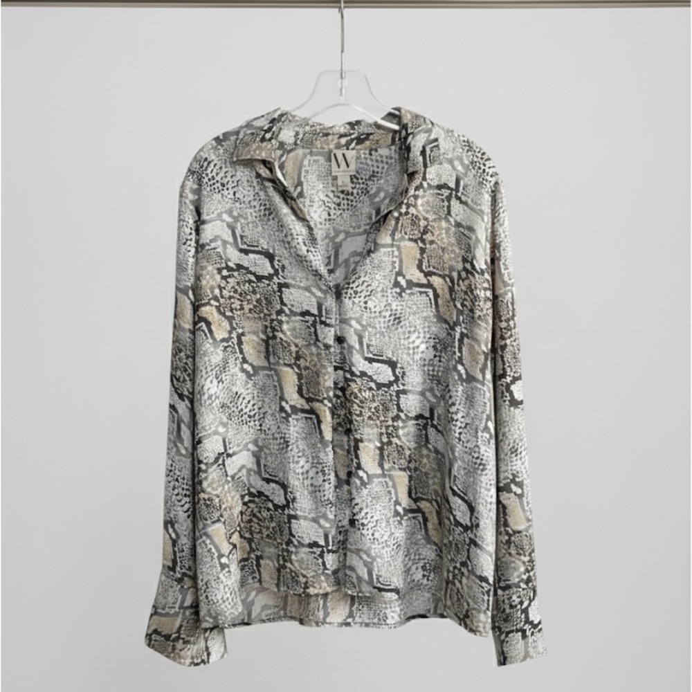 Worthington Gray and Beige Patterned Blouse‎